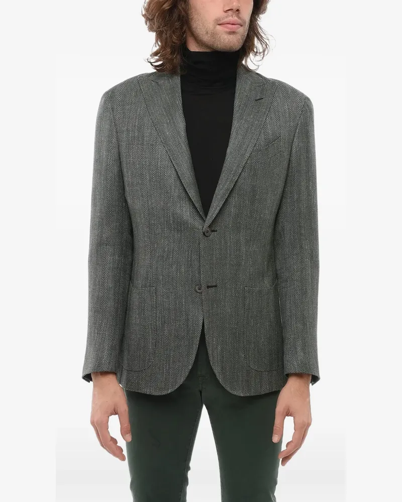 Corneliani herringbone peak-lapel blazer - Grau Grau