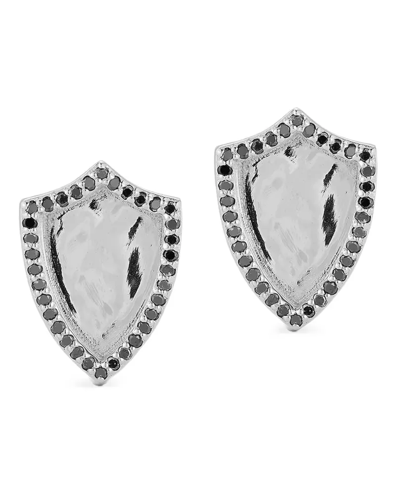 MATEO Shield-Manschettenknöpfe mit schwarzen Diamanten - Silber Silber