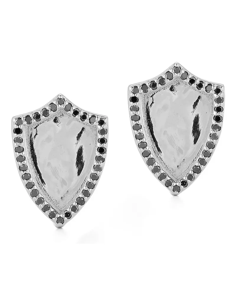 MATEO Shield-Manschettenknöpfe mit schwarzen Diamanten - Silber Silber