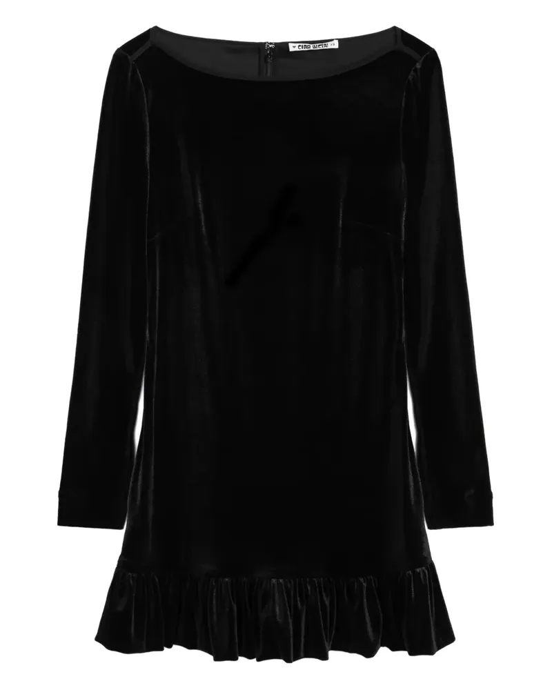 Ciao Lucia Kleid aus Samt mit Rüschensaum - Schwarz Schwarz