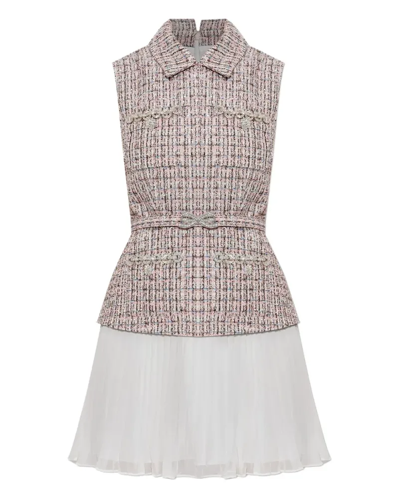 Self-Portrait Tweed-Kleid mit Falten - Rosa Rosa