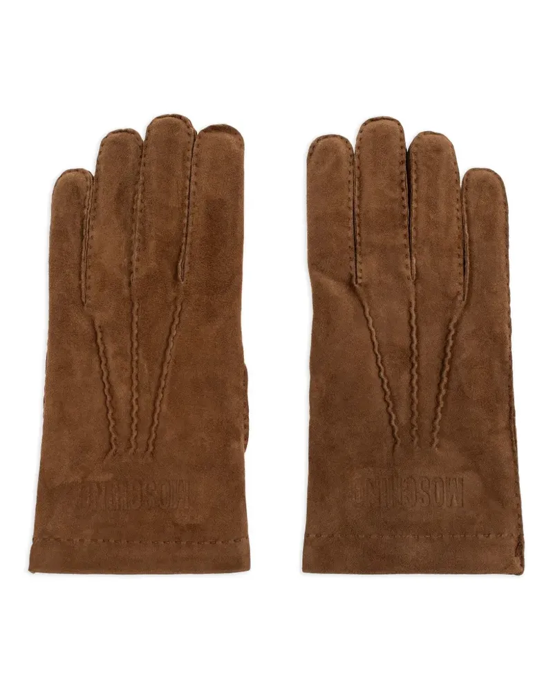Moschino Handschuhe mit Logo-Prägung - Braun Braun