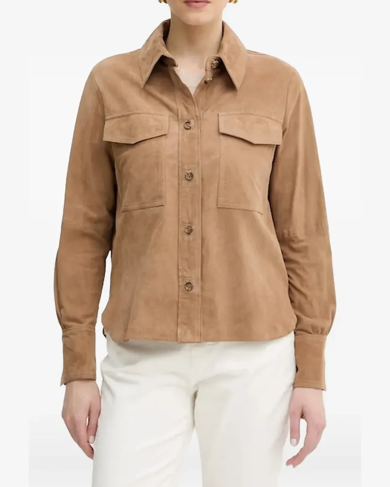 MARELLA suede button-up jacket - Braun Braun