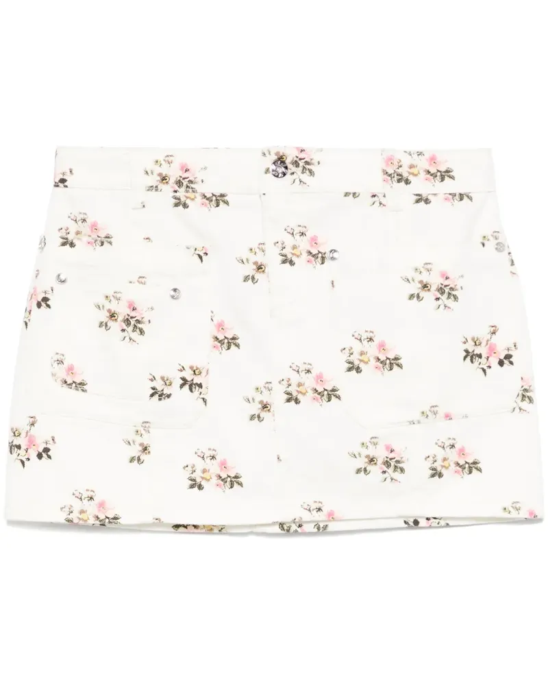 Blumarine Minirock mit Blumen-Print - Weiß Weiß
