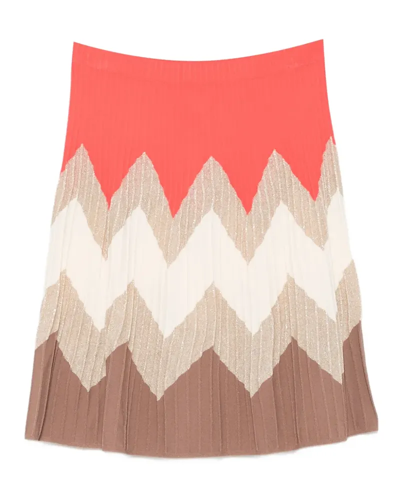D.EXTERIOR chevron-knit pleated skirt - Nude Nude