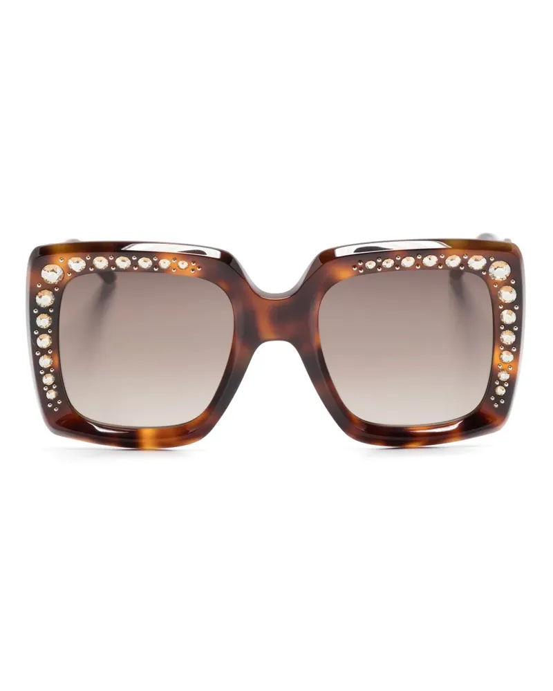 Carolina Herrera New York Kristallverzierte Sonnenbrille mit Logo-Print - Braun Braun