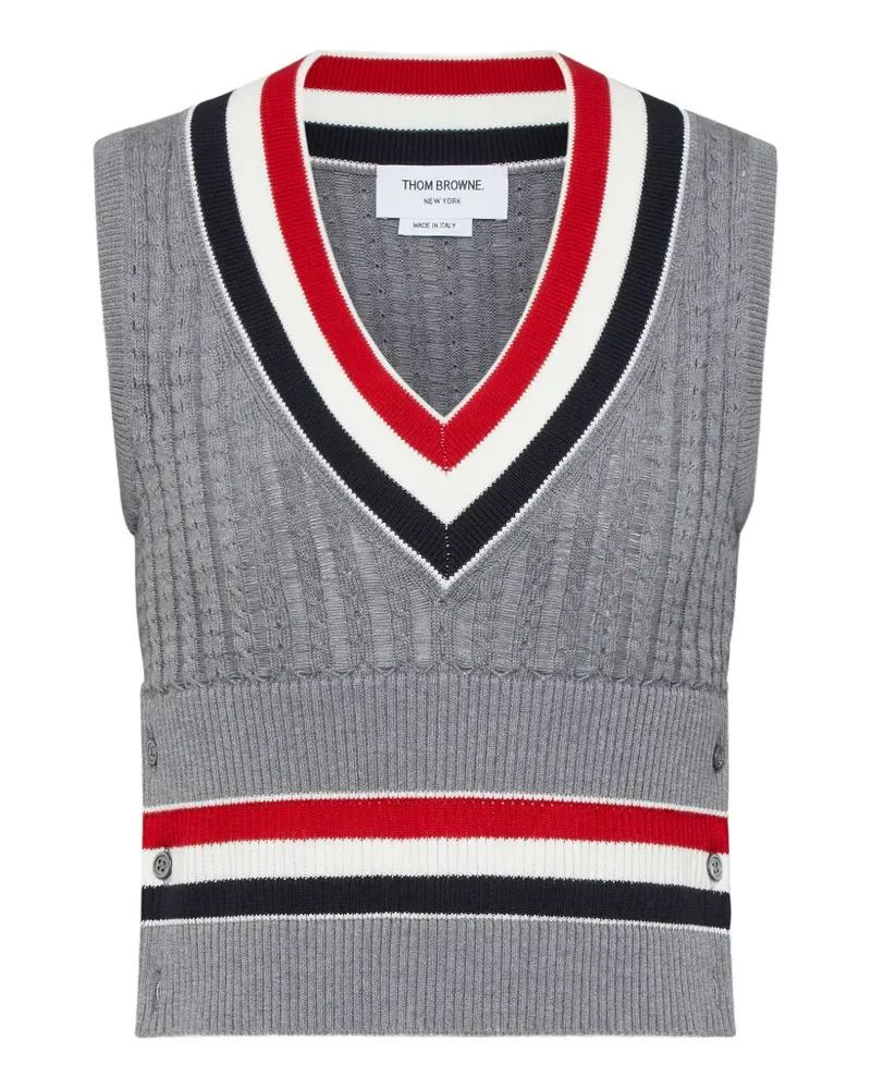 Thom Browne Gestreifter Pullunder - Grau Grau