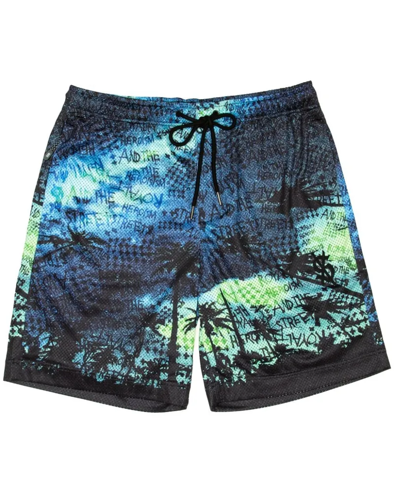 ksubi Segelshorts mit tropischem Print Blau