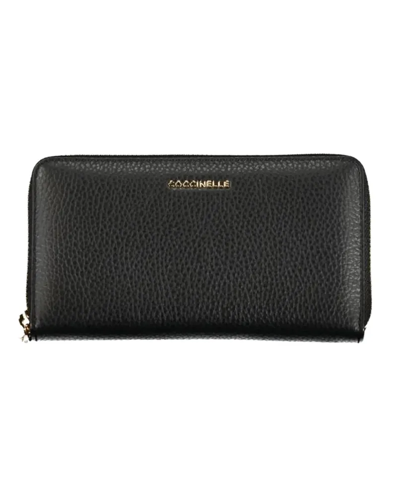 Coccinelle large pebbled leather wallet - Schwarz Schwarz