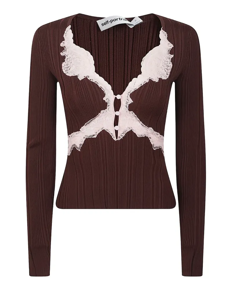 Self-Portrait lace-trim sweater - Braun Braun