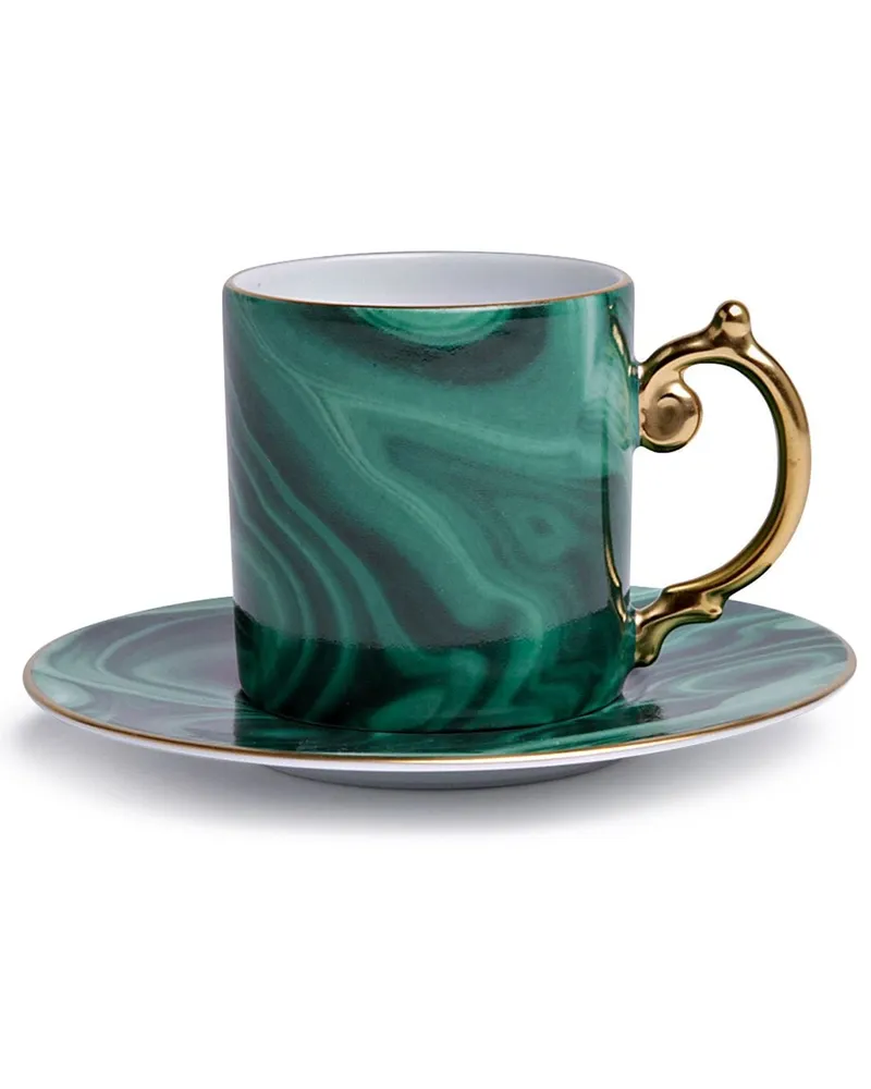 L’OBJET Malachite Espressotasse mit Untersetzer - Grün Grün