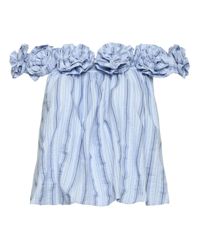 Cinq à Sept Kelsey floral-appliqué striped blouse - Blau Blau