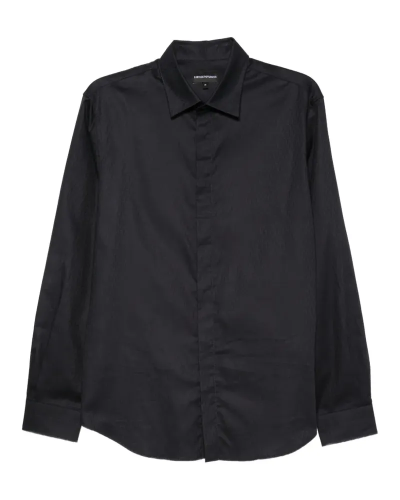 Emporio Armani Jacquard-Hemd mit Monogrammmuster - Blau Blau