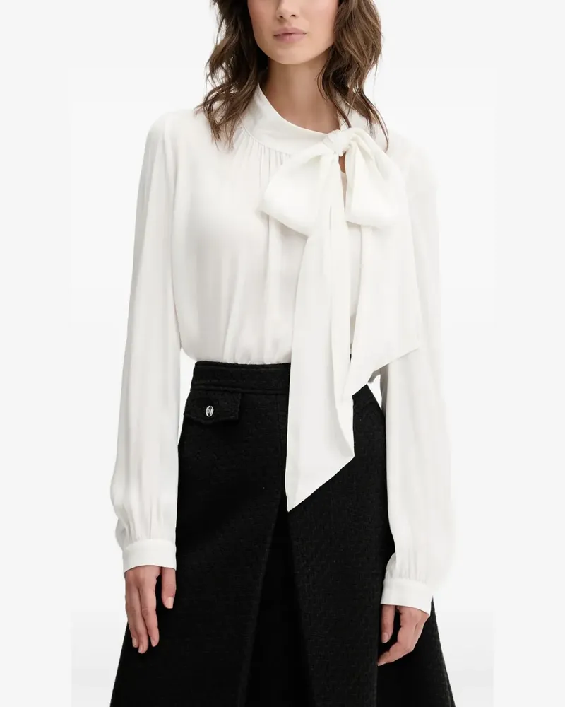 HUGO BOSS Bluse mit Schleifendetail - Weiß Weiß