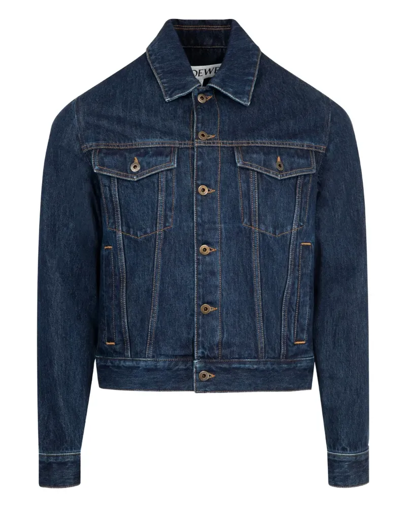 Loewe Hybrid leather-panel denim jacket - Blau Blau