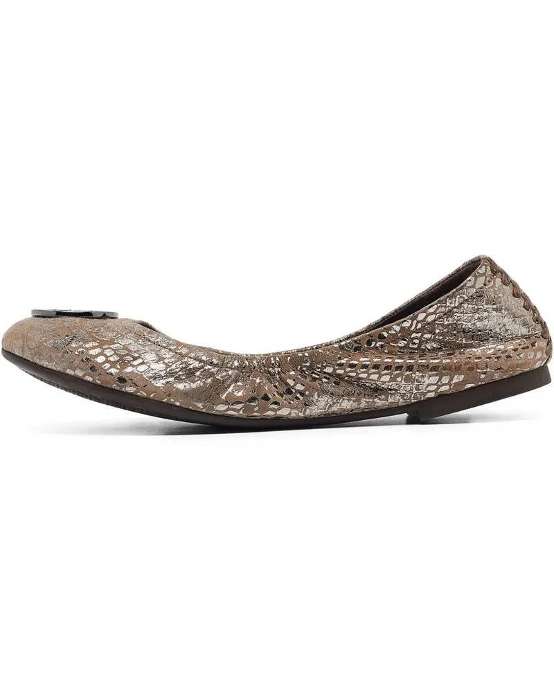 Tory Burch Pre-owned Ballerinas im Metallic-Look mit Schlangen-Effekt - Nude Nude