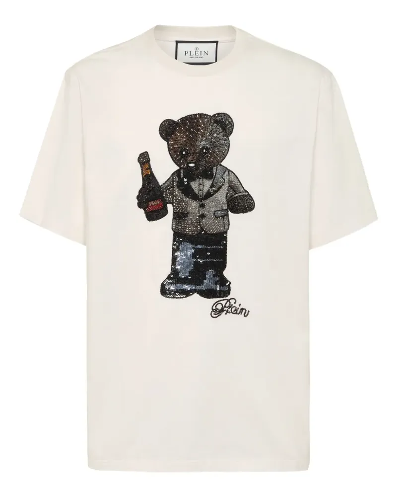 Philipp Plein T-Shirt mit Teddy - Weiß Weiß