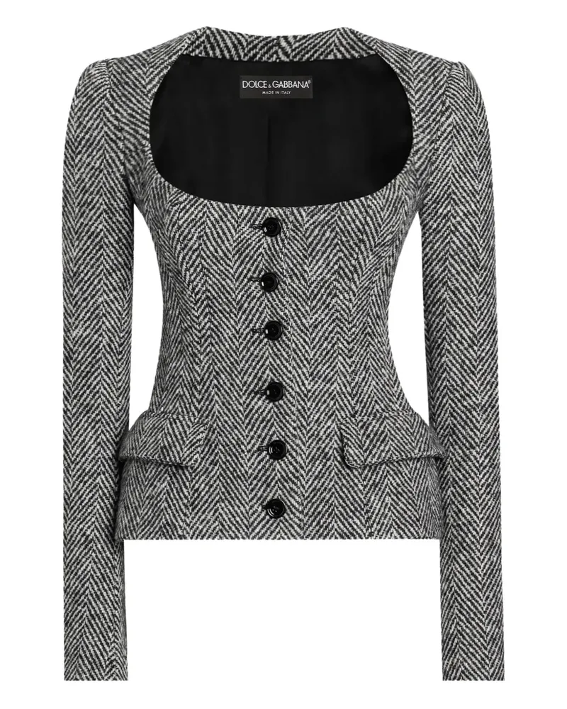 Dolce & Gabbana Jacke mit Fischgrätenmuster - Grau Grau