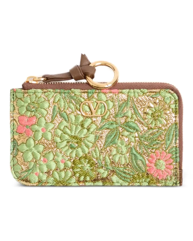 Valentino Garavani VLogo Signature Münztäschchen aus Blumen-Jacquard - Grün Grün