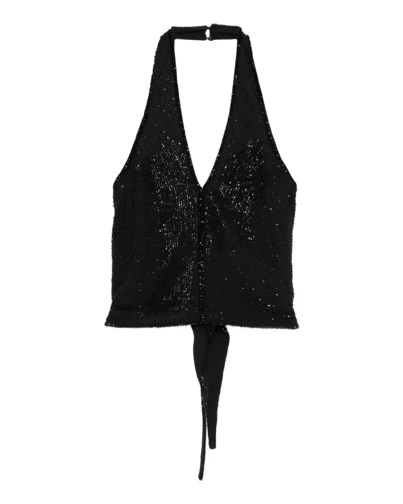 Patrizia Pepe bead-embellished halterneck top - Schwarz Schwarz
