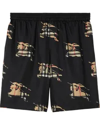 Burberry Shorts aus Seide mit Ritteremblem Schwarz