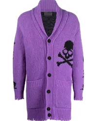 Philipp Plein Intarsien-Cardigan mit Logo Violett