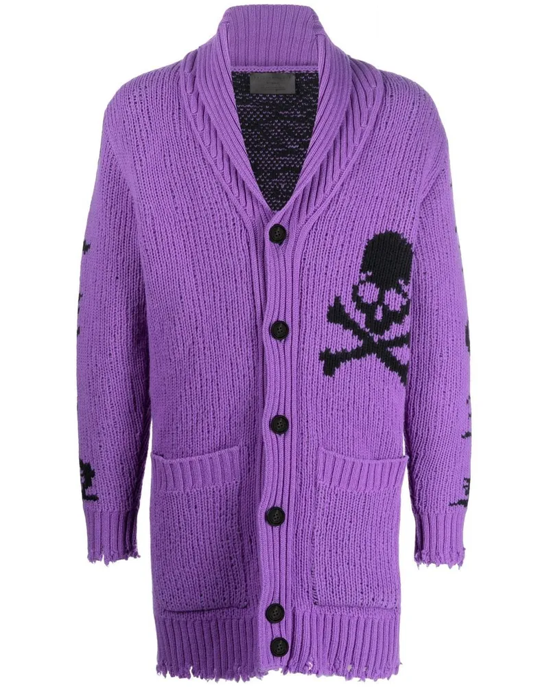 Philipp Plein Intarsien-Cardigan mit Logo - Violett Violett