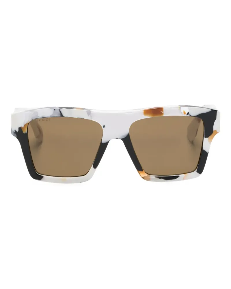 Gucci Sonnenbrille mit breitem Gestell - Weiß Weiß