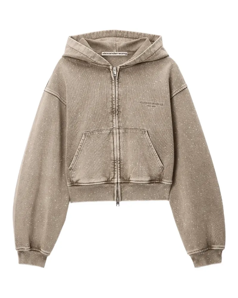 Alexander Wang zip-up hoodie w/ allover hotfix - Nude Nude