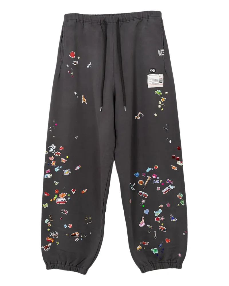MIHARAYASUHIRO Jogginghose mit grafischer Stickerei - Schwarz Schwarz
