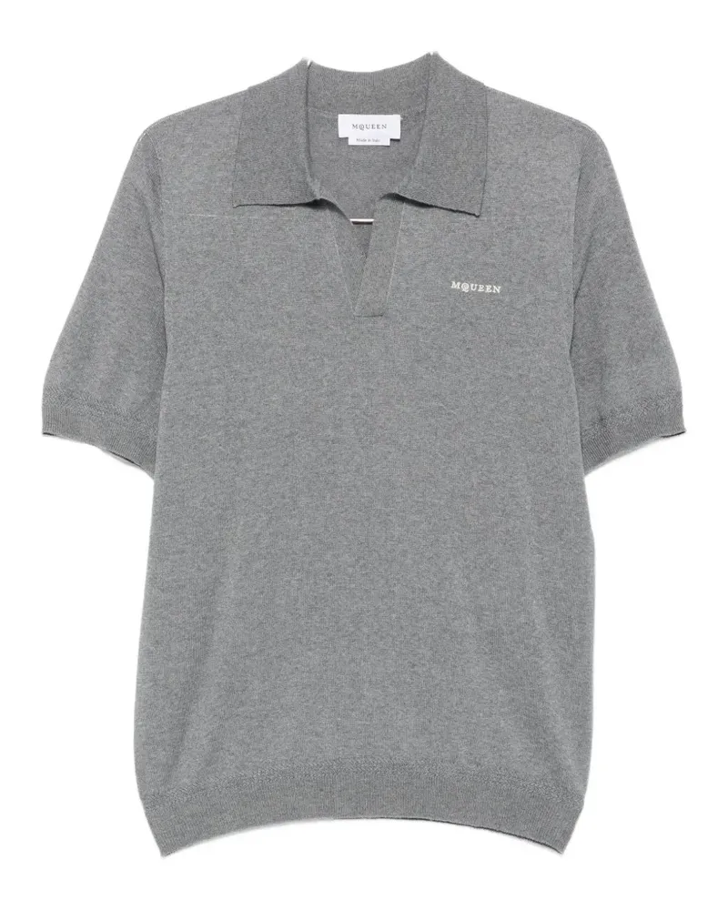 Alexander McQueen logo-embroidered short-sleeve top - Grau Grau