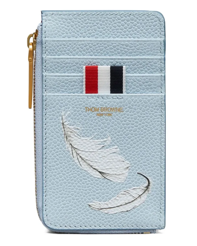Thom Browne Kartenetui mit Feder-Print - Blau Blau