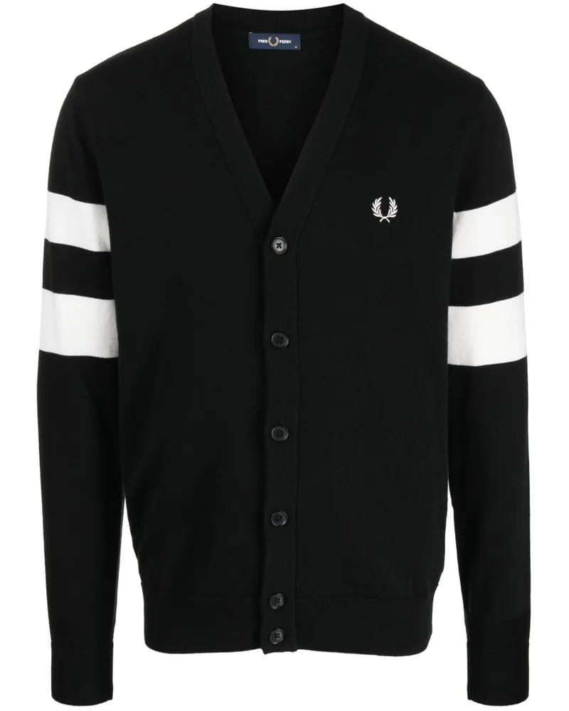 Fred Perry Cardigan mit Logo-Stickerei Schwarz