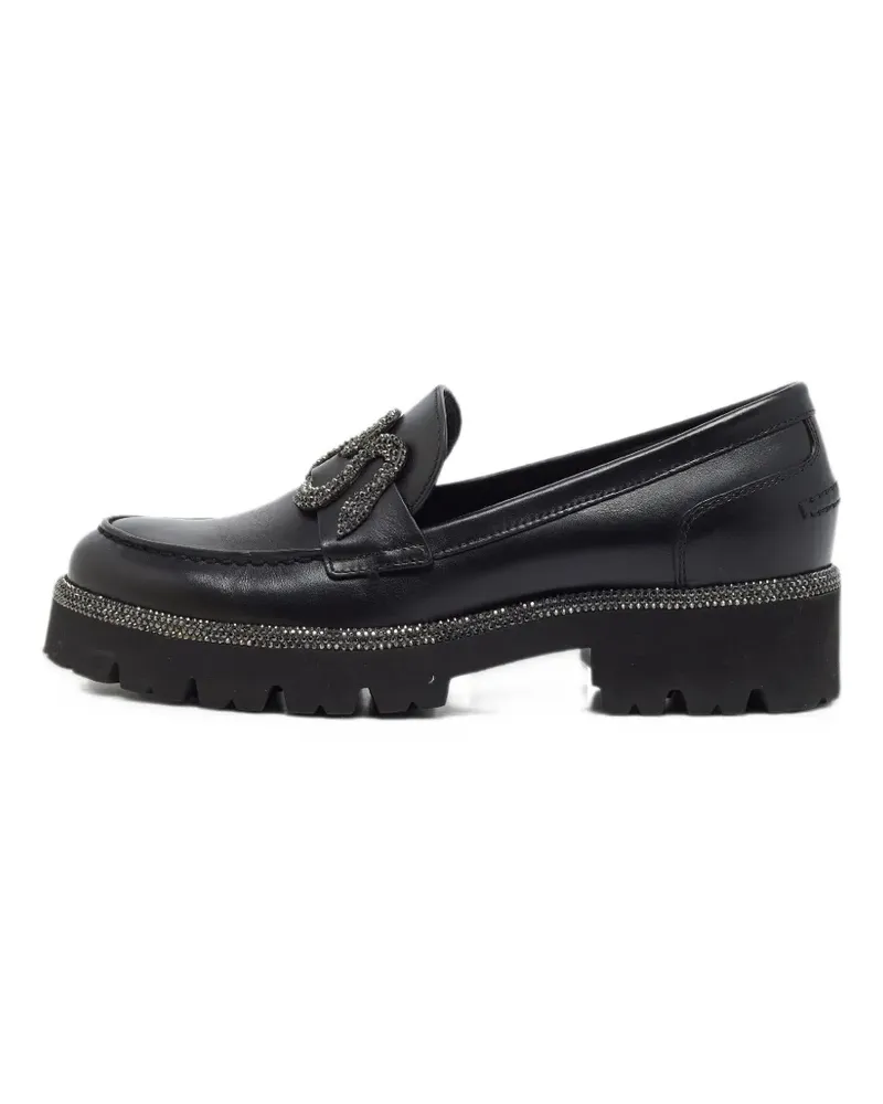 René Caovilla Morgana Loafer mit Kristallen - Schwarz Schwarz