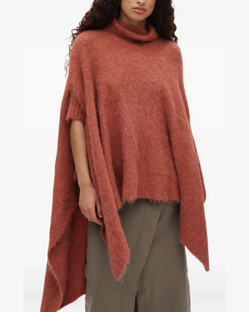 Rabens Saloner Dede asymmetric brushed-knit poncho - Orange Orange