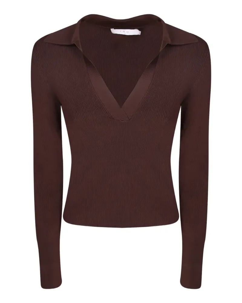 IRO Waves ribbed-knit V-neck top - Braun Braun