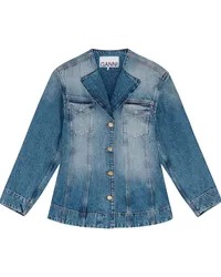 Ganni Jeans-Blazer mit offenem Saum Blau