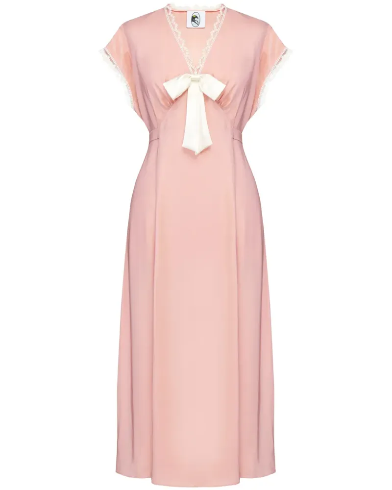 SLEEPER Satin-Midikleid mit Schleifendetail - Rosa Rosa