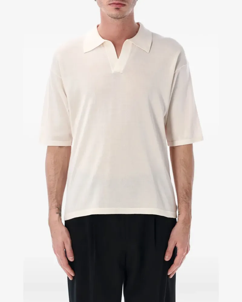 Roberto Collina cotton-crepe polo T-shirt - Nude Nude