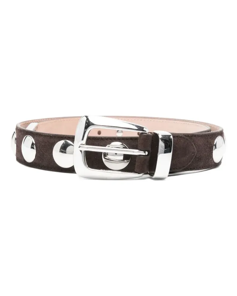 KHAITE Benny stud-embellished suede belt - Braun Braun