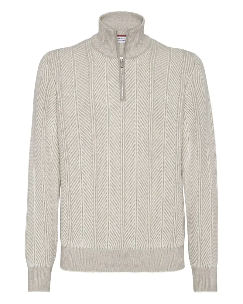 Brunello Cucinelli Pullover mit Fischgrätenmuster - Nude Nude
