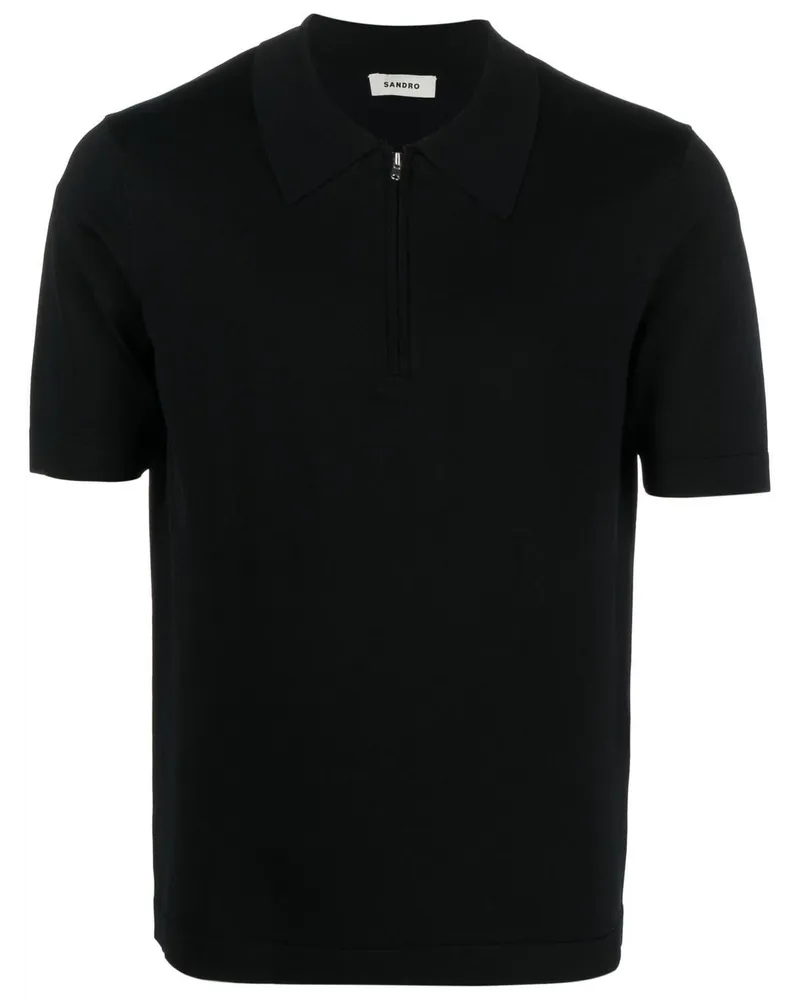 Sandro Poloshirt mit Reißverschluss - Schwarz Schwarz