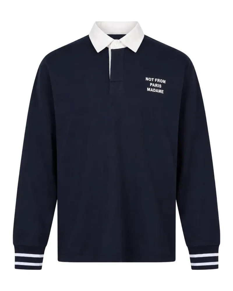 Drôle de Monsieur logo-print long-sleeve polo shirt - Blau Blau
