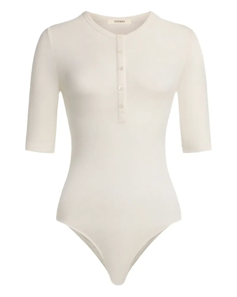 12 STOREEZ Body mit Henley-Kragen - Nude Nude