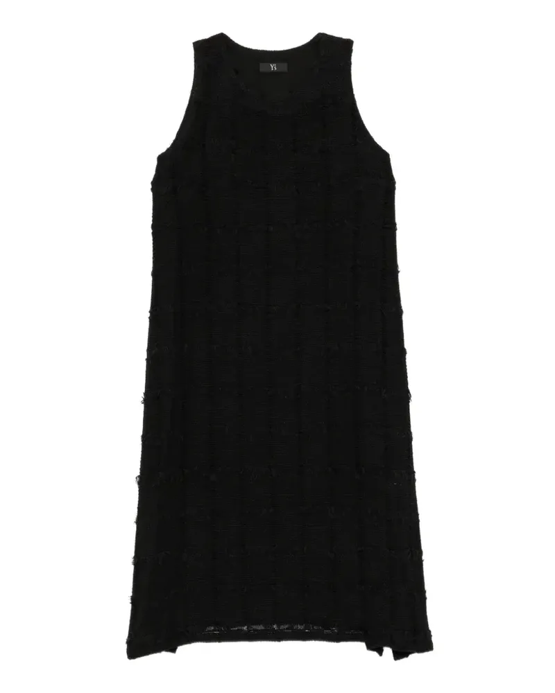 Yohji Yamamoto Ausgefranstes Tweedkleid aus Bouclé-Strick - Schwarz Schwarz