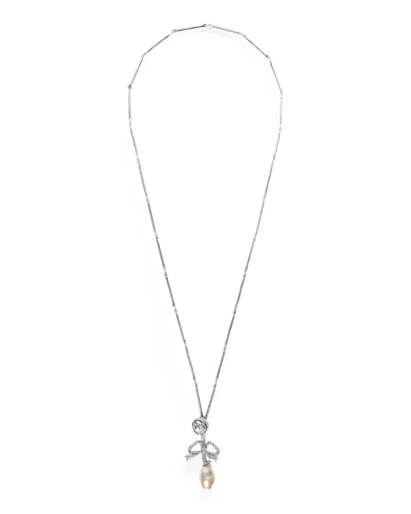 N° 21 pearl-bow pendant necklace - Silber Silber