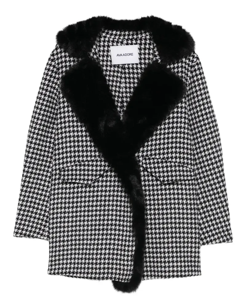 AVA ADORE houndstooth faux fur coat - Schwarz Schwarz