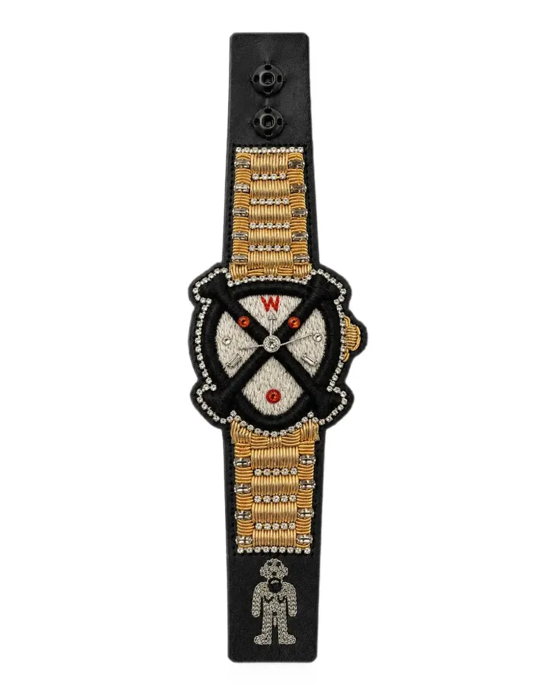 Walter van Beirendonck Bones embroidered bracelet - Gold Gold