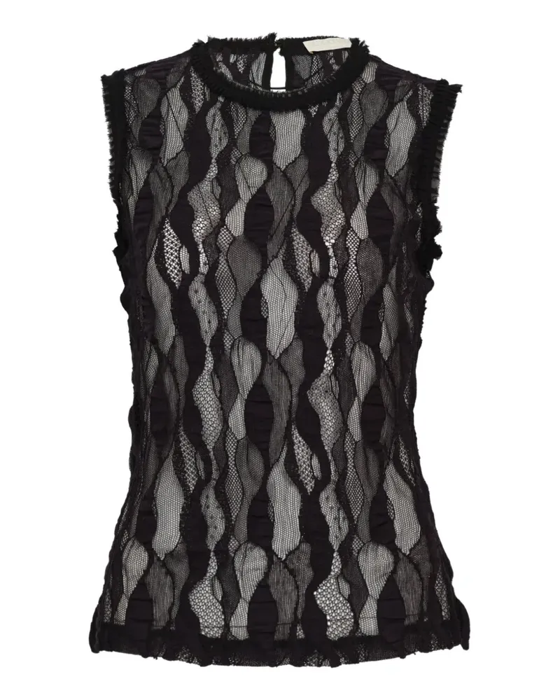 Ulla Johnson Oberteil mit Spitzenrüschen - Schwarz Schwarz