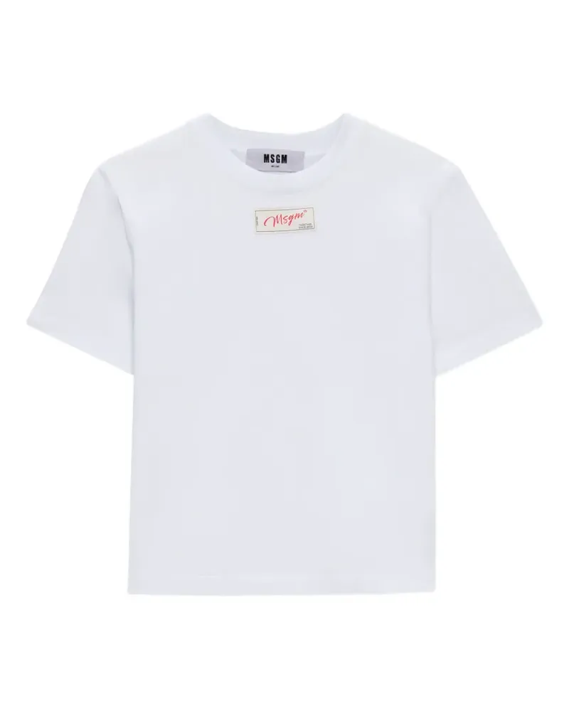 MSGM T-Shirt mit Logo-Patch - Weiß Weiß